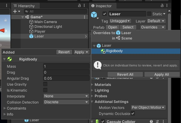 Override with ‘Use Gravity’ unchecked